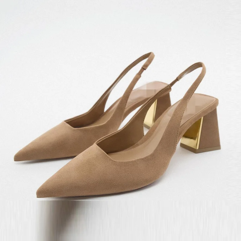 TRAF Black Heeled Heels Women Pumps 2022 Office Lady Heels Pointed Toe Mules Elegant Party Female Pumps Luxury Brand Woman Shoe