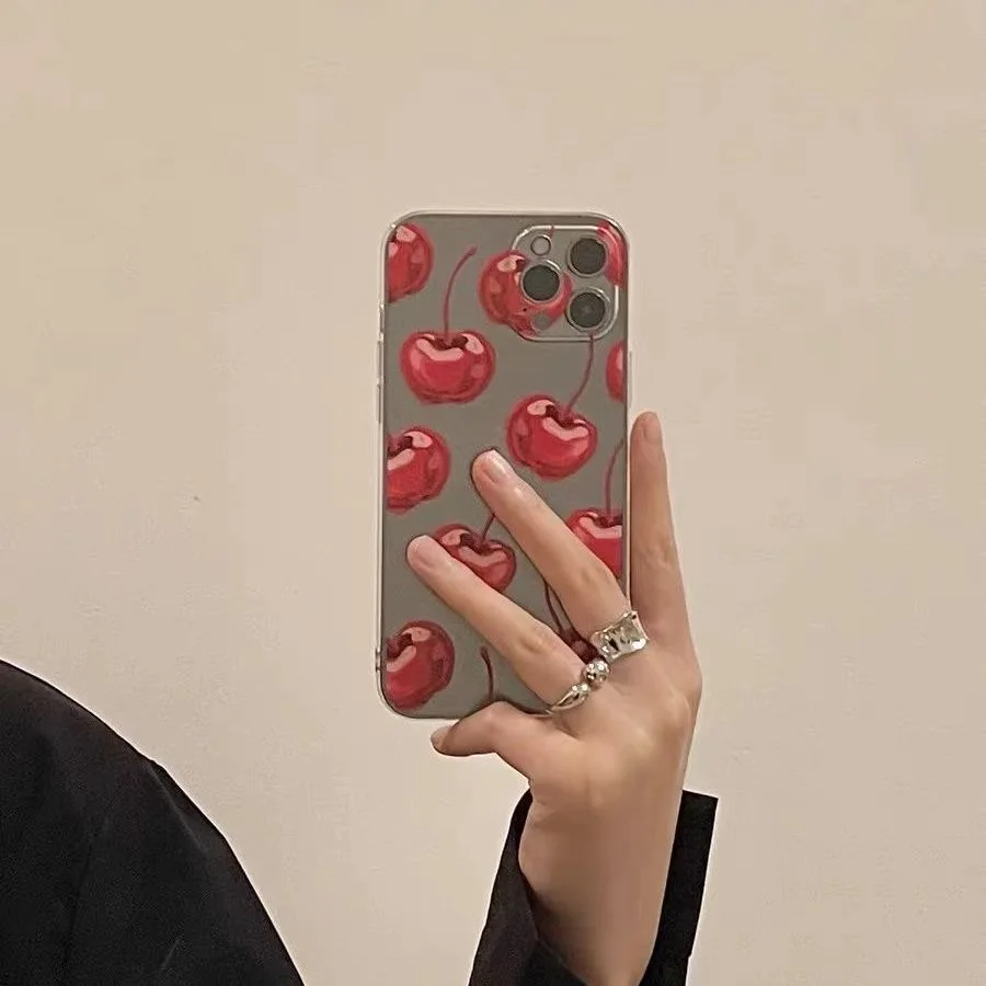 Корейский освежающий чехол из ТПУ в виде вишни для iPhone 15 14 13 Pro Max задняя крышка