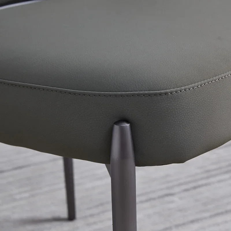 Итальянский стиль простой современный кожаный обеденный стул из нержавеющей