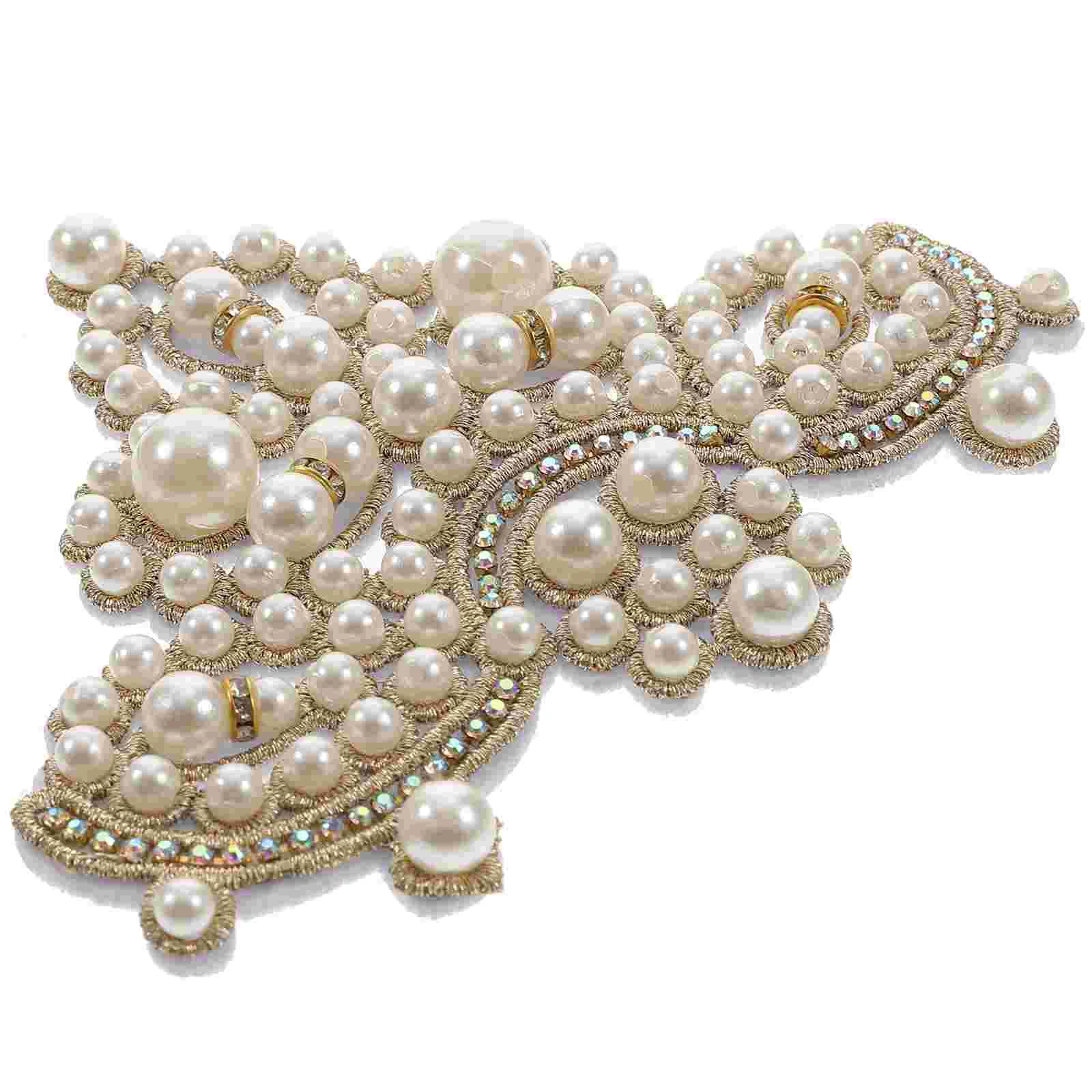 

DIY Clothing Patches Pearl Decor DIY Pearl Patches Rhinestone Decor Hot Glue Bottom Cloth Sticker Coat Hat Patches Bag Applique