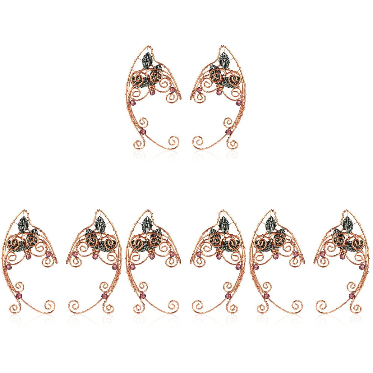 

4 Pairs Elf Ear Clip Cuff Earrings Cuffs Women Perforation Ears Alloy Wrap Miss Elven