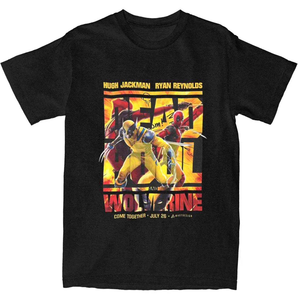 Уличная футболка MINISO Deadpool &amp Wolverine Cool 100 хлопковые футболки для отдыха мужчин