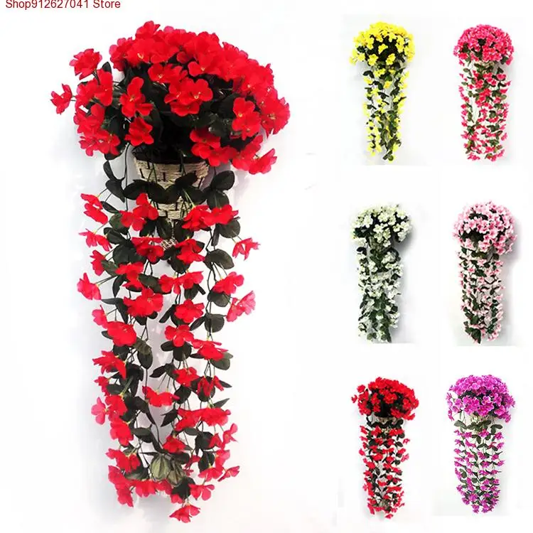 

Artificial Flower Valentine's Day Decoration Simulation Wall Hanging Basket Flower Orchid Fake Silk Vine Flowers Dropshiping