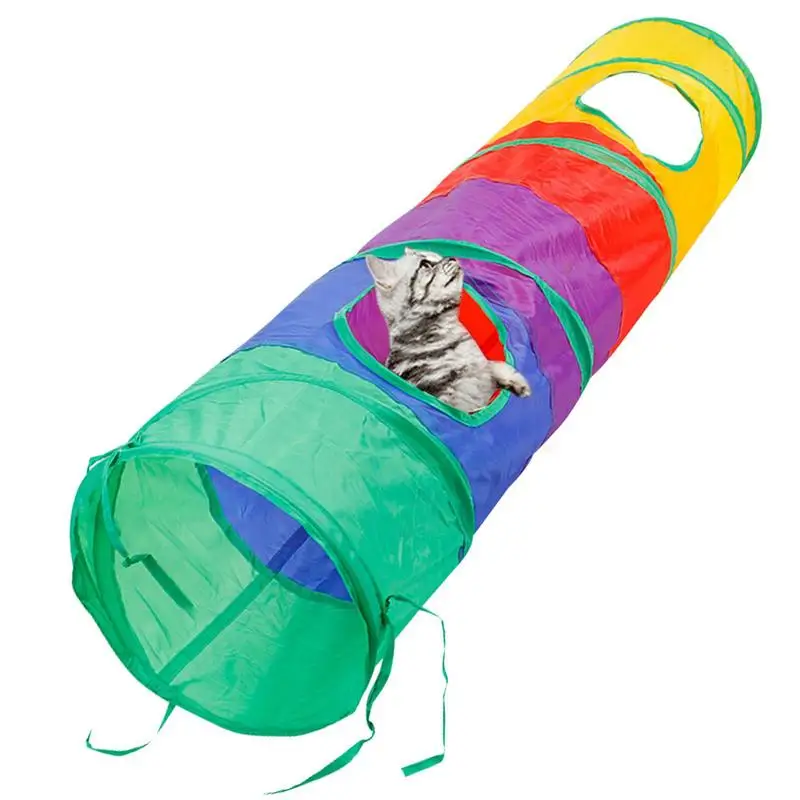 

Rainbow Tunnel For Cats S-shaped Pet Cat Tunnel Tube Interactive And Scratch-resistant Kittens Rabbits Puppies Play Tube Toys