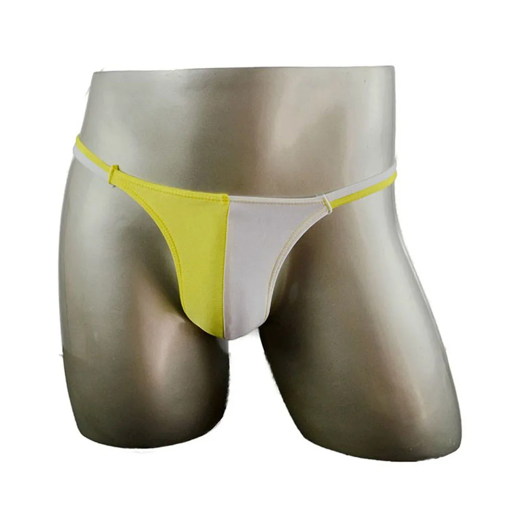 

Male's Color Block Thongs Low Waist G-String Thin Tangas Breathable Men's Panties Quick Dry Cueca Dailywear Gay Underwear New