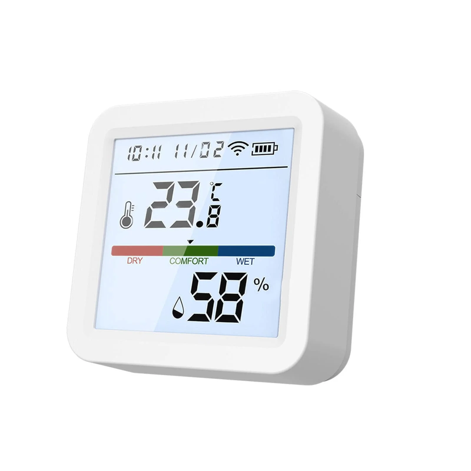 

TUYA WiFi Bluetooth Compatible Dual Mode Backlight Temperature and Humidity Sensor Real time Monitoring Adjustable Angle