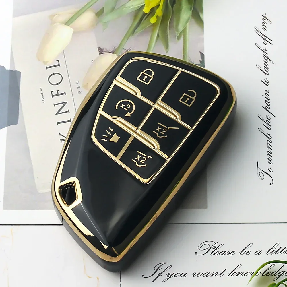 

KEYYOU 5 6-кнопочный чехол из ТПУ для автомобильного ключа для Chevrolet Tahoe Suburban GMC Yukon Buick ENVISION S Plus Avenir 2020 2021 2022 2023