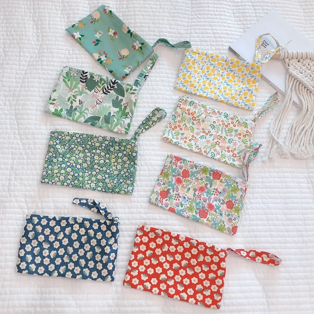 

1Pc Floral Small Women's Comestic Bag For Bag Mini Cotton Fabric Makeup Bags Organizer For Cosmetics Brushes School Pencil Case