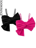 xnwmnz 2022 summer women fashion bow cropped top side sexy adjustable strap top ladies chic suspender