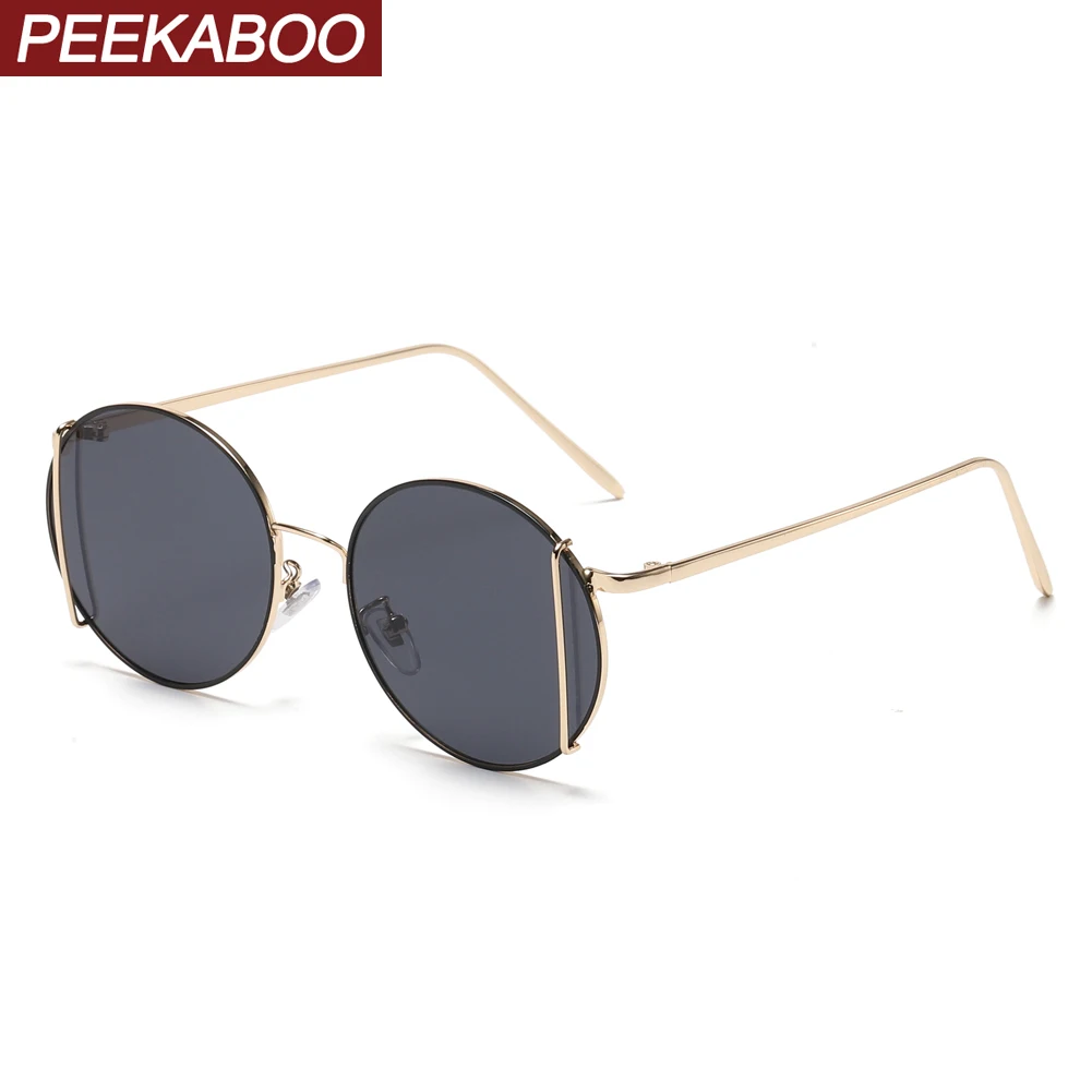

Peekaboo fashion round sunglasses metal female gold punk style men sun glasses uv400 women big 2022 unisex drop shipping