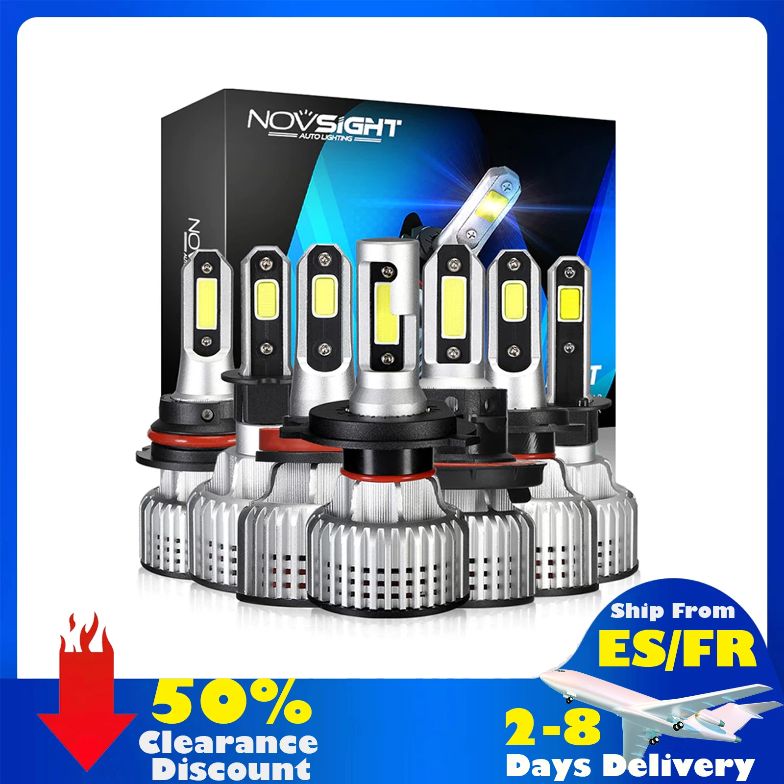 

NOVSIGHT Led H4 Car Headlight Bulbs H11 Led Turbo Lamp H7 H1 H3 H13 9005 9006 HB4 HB3 9007 HB5 Auto Light 10000LM 6500K Headlamp