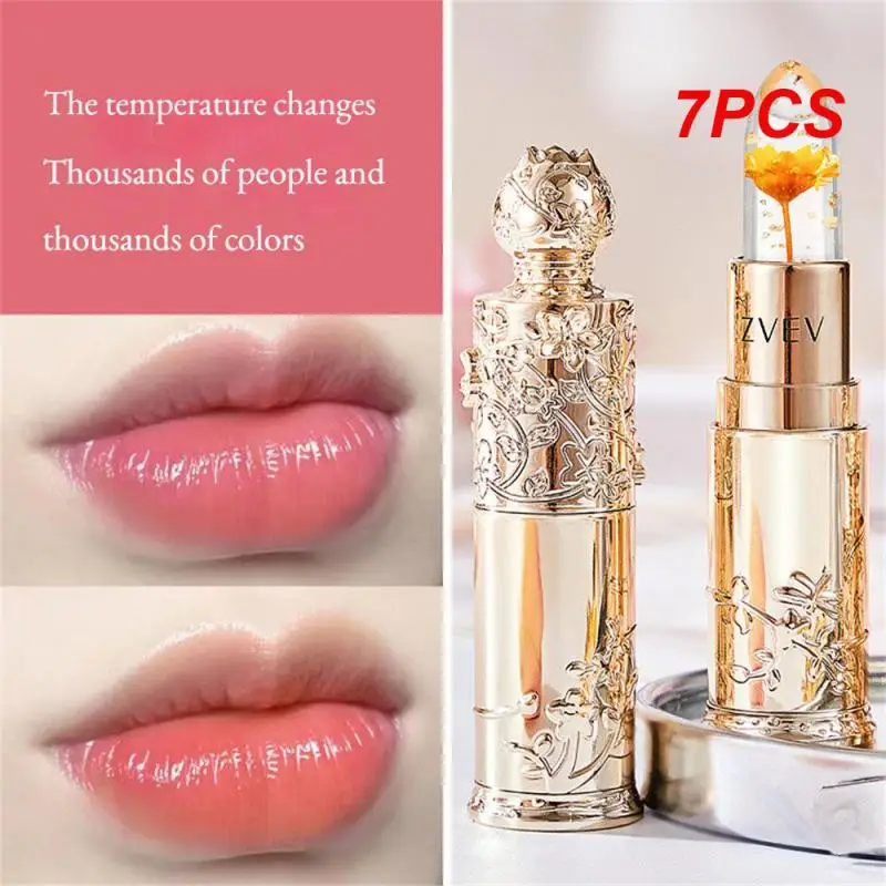 

7PCS Moisten The Lips Color Changing Lipstick The Flowers Jelly Lipstick Temperature Change Lipstick Beauty Cosmetics Non Stick