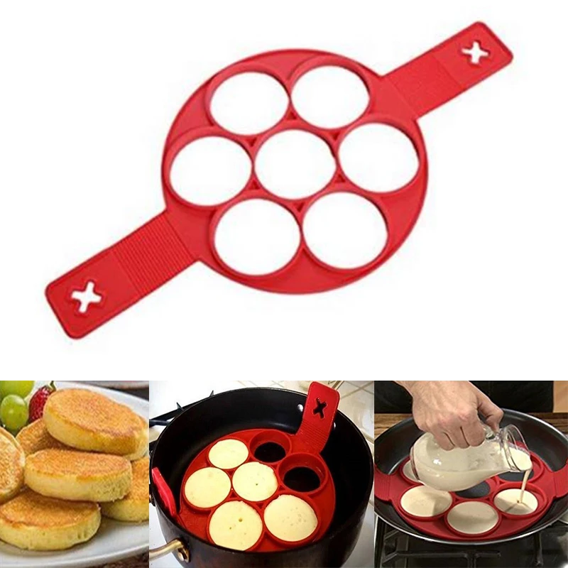 

Silicone Pancake Maker Multiple Shapes 7 Holes Nonstick Baking Mold Ring Fried Egg Molds for Family Cooking Kitchenware Gadgets