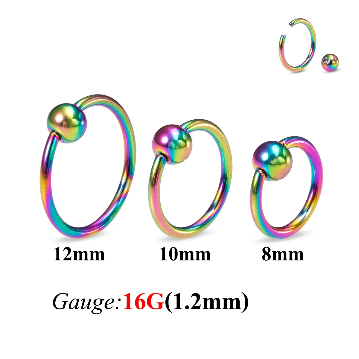 Кольцо для пирсинга из хирургической стали 3 шт