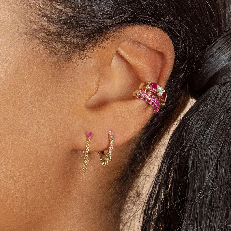 ISUEVA серебряные и золотые заполненные ушные манжеты для женщин Цвет CZ Циркон