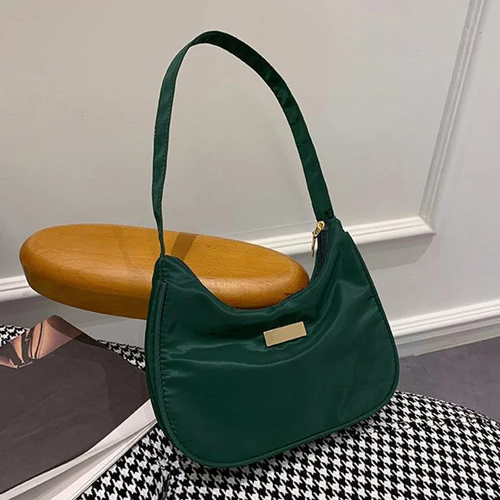 

Women Simple Nylon Cloth Underarm Shoulder Bags 2022 New Solid Color Tote Handbags Horizontal Square Famous Brand Casual Bags