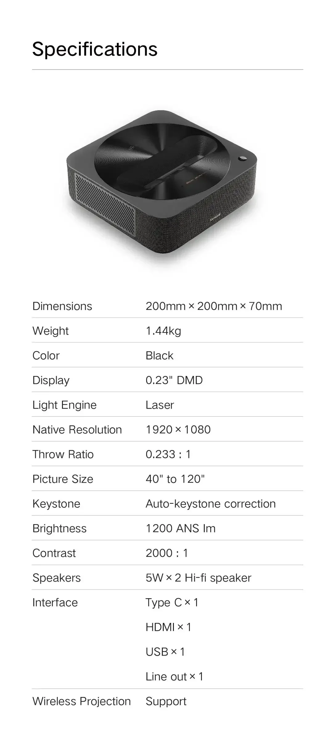 Лазерный проектор для Peak Mi R1 Nano с ультракоротким фокусом домашний Настенный