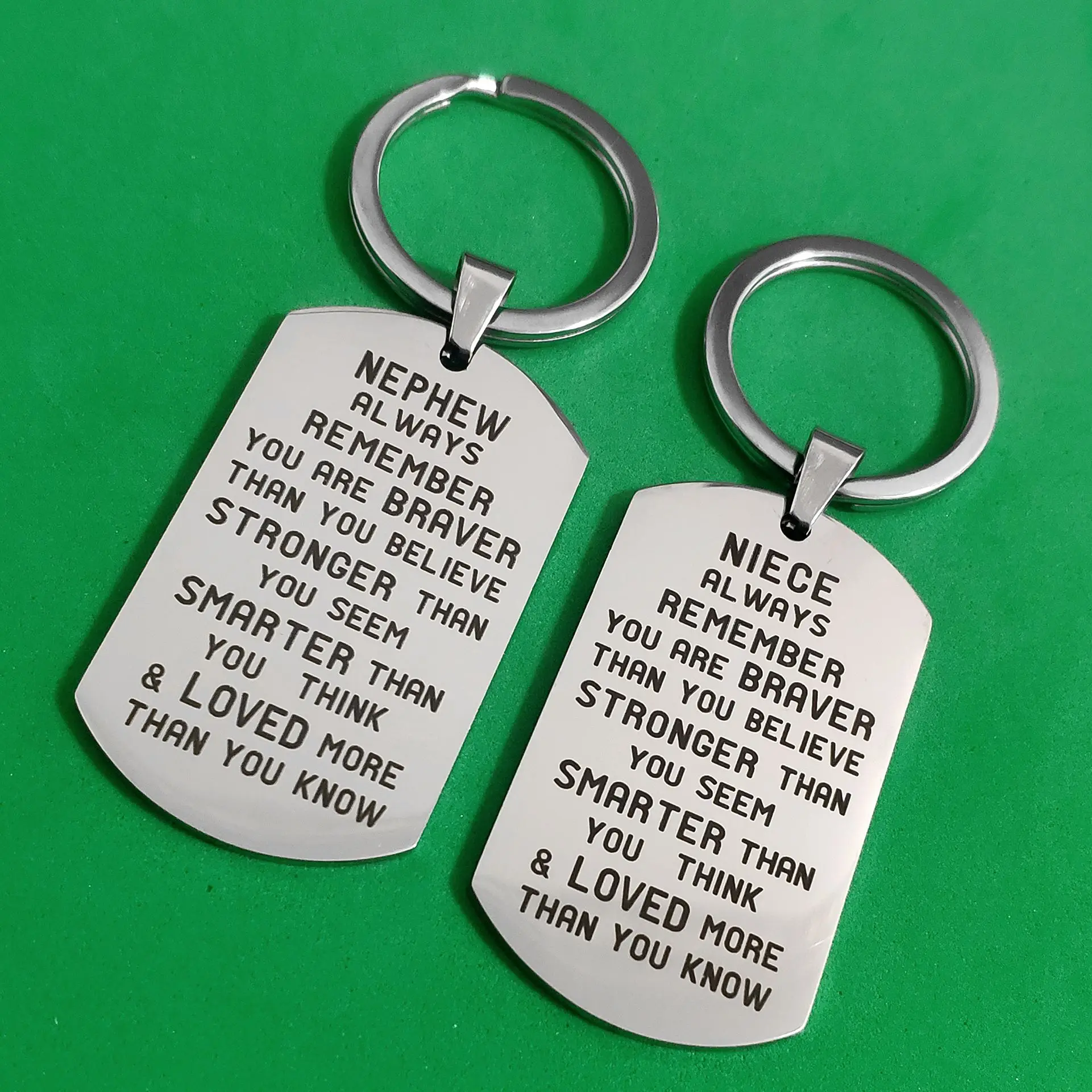 

Carabiner for Keys DIY Ornaments Nephew Niece Keyring Gifts Creative Birthday Military Tags Stainless Steel 26 Letters Lettering