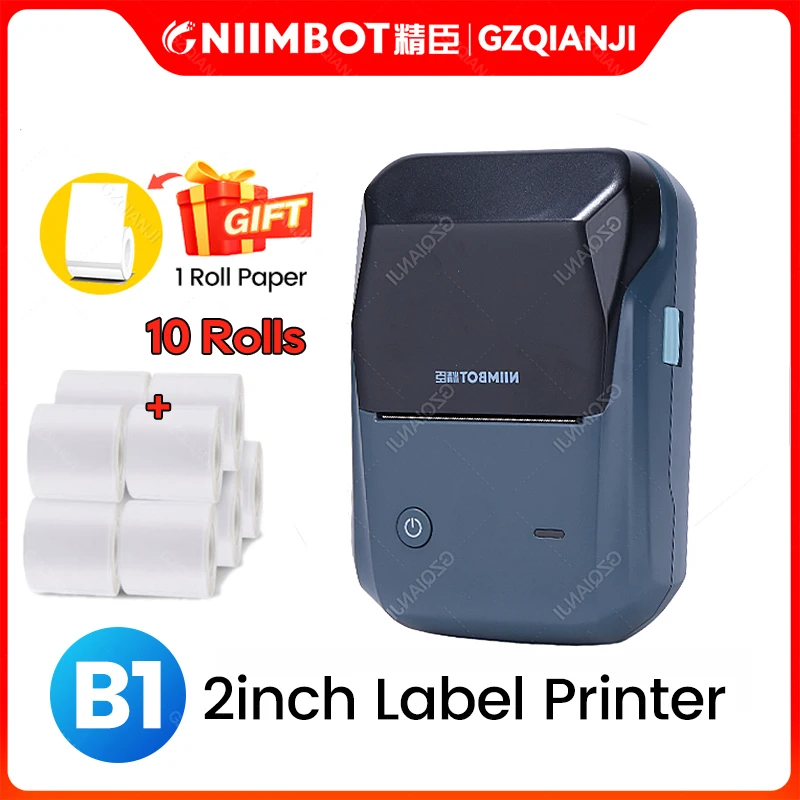 

Niimbot B1 в 5/10 рулонов наклеек для этикеток, фотоэтикеток, ширина печати 20-50 мм для этикеток одежды, самоклеящиеся