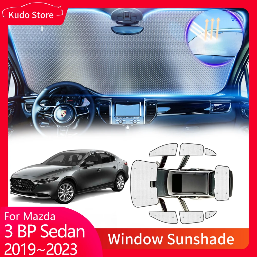 

Full Cover Sunshades for Mazda 3 BP Axela Sedan 2019~2023 Sun Protecti Front Windshield Visor Mat Rear Window Curtain Accessorie