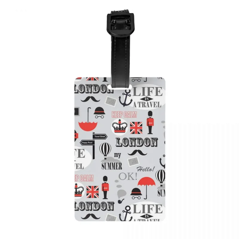 

British London Newspaper Texture Luggage Tag for Suitcases Cute UK United Kingdom Symbol Baggage Tags Privacy Cover Name ID Card