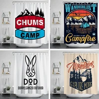 camping painting bathroom shower curtain polyester waterproof home decoration bathroom curtain for bath shower curtain set