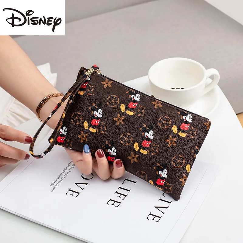 

Женский кошелек Disney, модный бумажник ручной работы с монетницей, милая Повседневная Сумочка-клатч с Микки, Миниатюрная косметичка с помадой