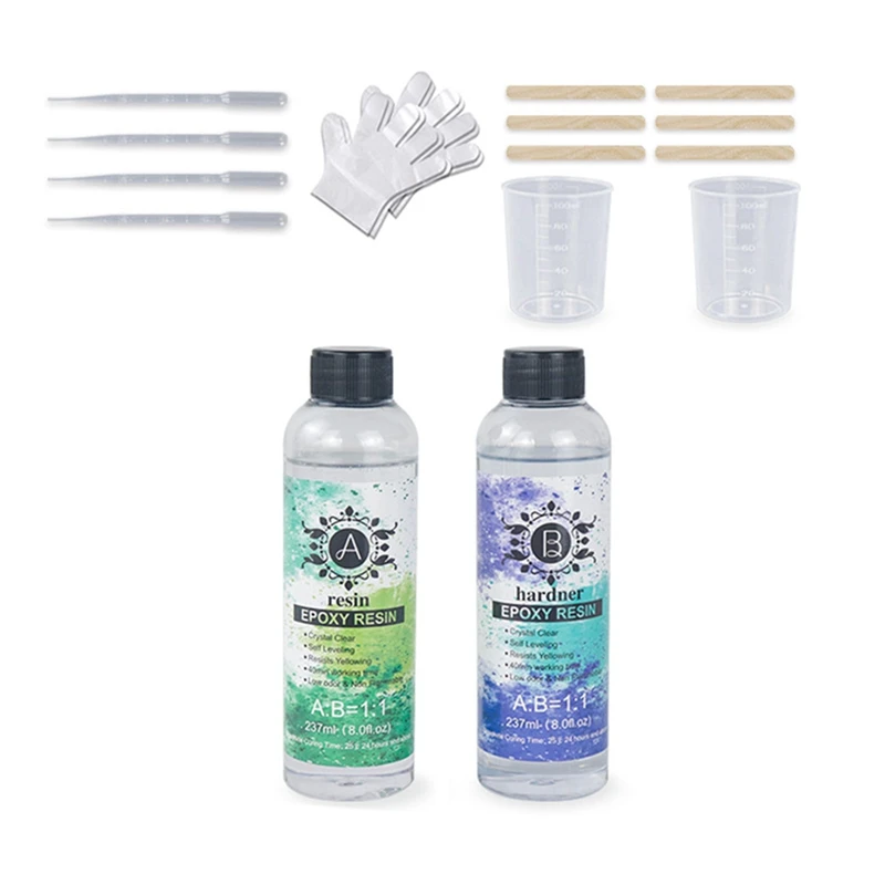 

1SET Resin Epoxy High Adhesive 1:1 AB Clear Epoxy Hardener Crystal Glue For DIY Resin Jewelry Making Accessories
