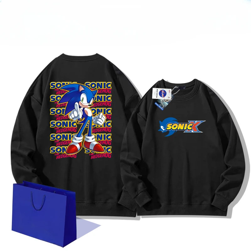 

Cartoon Sweater Sonic The Hedgehog New High-value Creative Peripheral Couple Trendy Brand Loose Shoulders Cute Long-sleeved Top