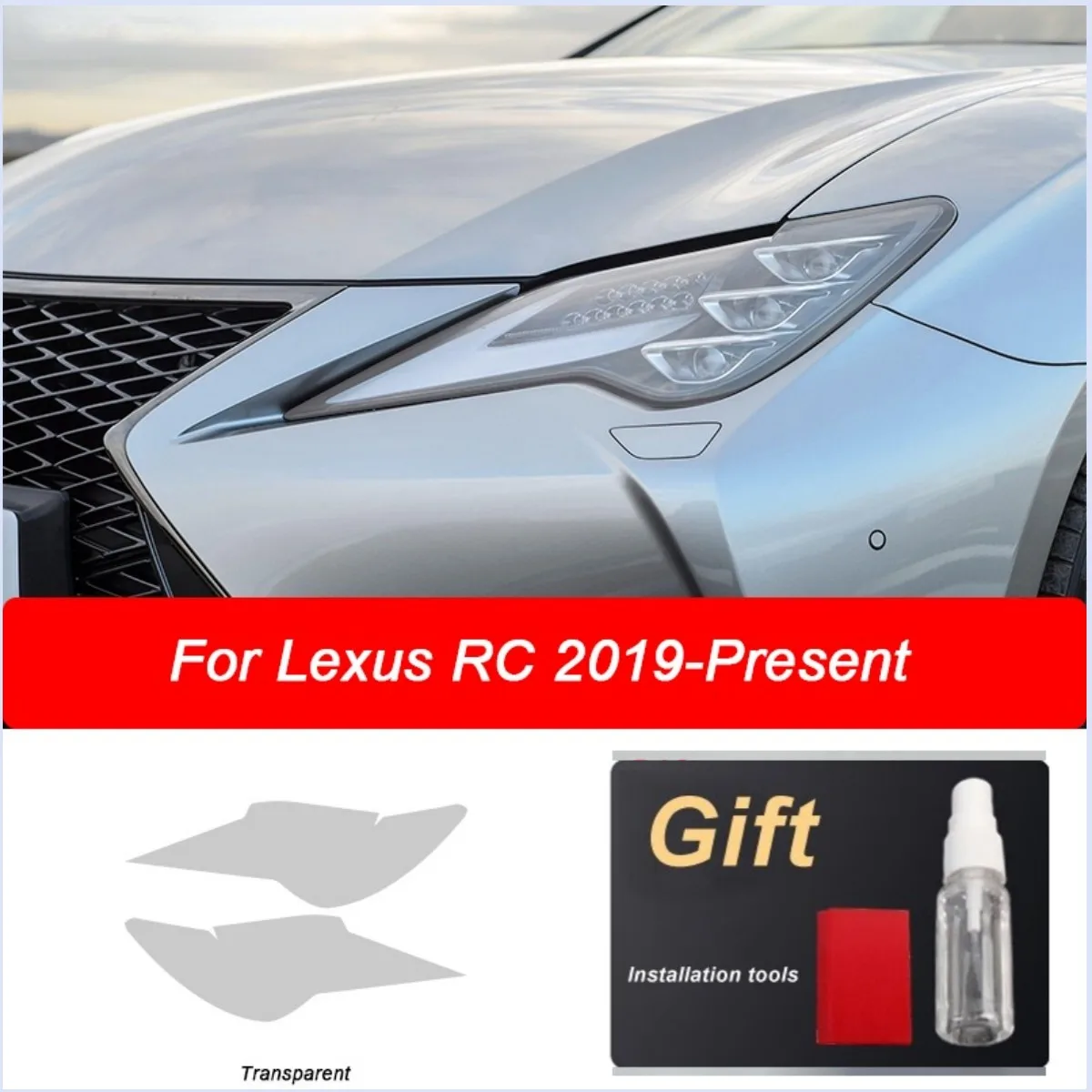 

Car Headlight Protective Film For Lexus RC F RC350 Facelift 2019 2020 Accessories Front Light Transparent Black TPU Sticker