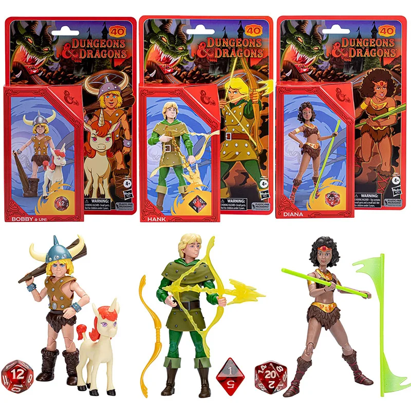 

Hasbro Dungeons & Dragons Cartoon Classics Bobby and Uni Hank The Ranger Diana The Acrobat Action Figures Model Toy 6 Inch