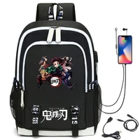 demon slayer anime backpack cosplay character print usb unisex shoulderbag bookbag travelbag school bags for teenager boys
