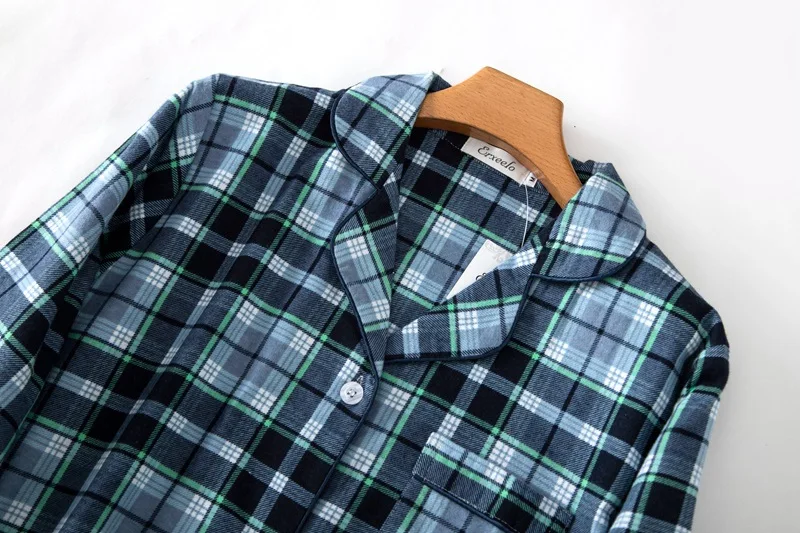Autumn Women's Cotton Flannel Nightgown Long Flannel Plaid Nightshirt Button Down Long Sleeve Sleepwear Sleepshirts with Pockets