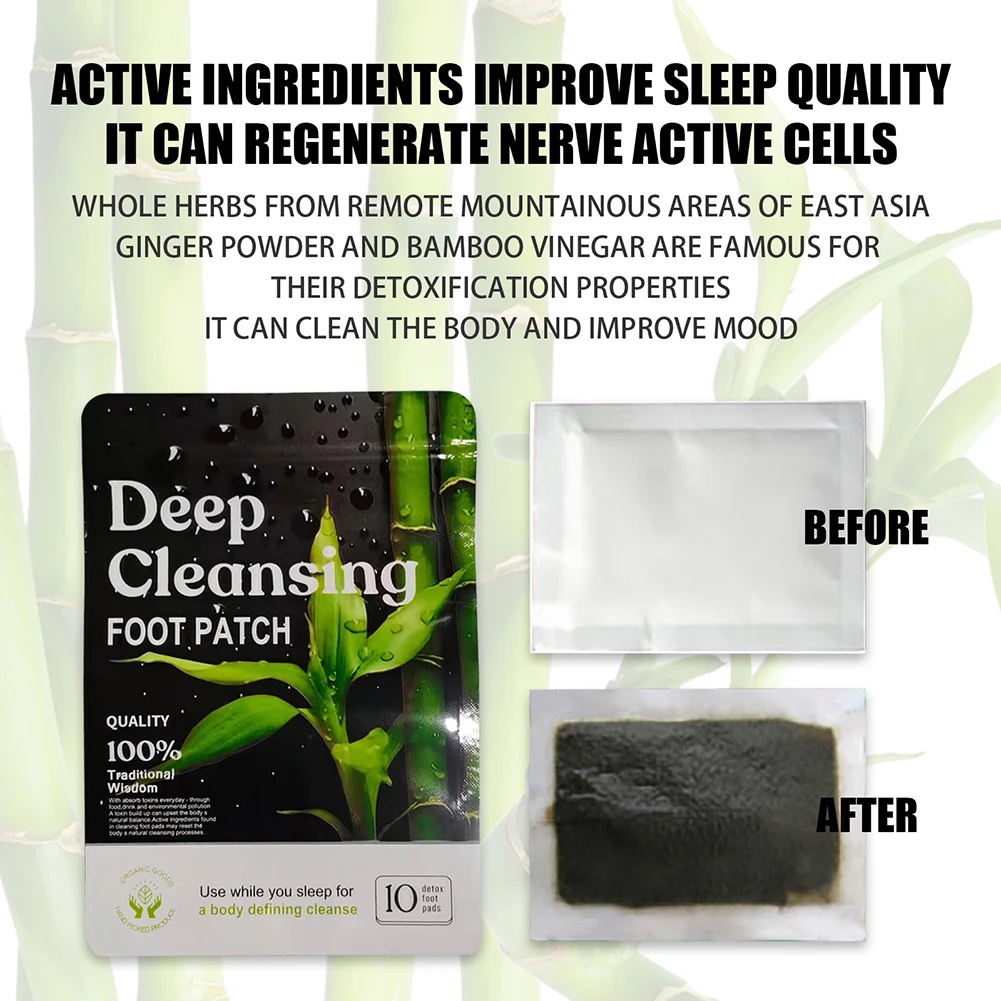 30/50pcs Natural Detox Foot Patches Bamboo Charcoal Pads Detoxification Body Toxins Cleansing Slimming Stress Relief Feet Care