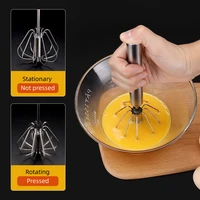 semi automatic hand eggbeater stirring whisks rotating push egg beater mixer blending tools stainless easy use kitchen gadgets
