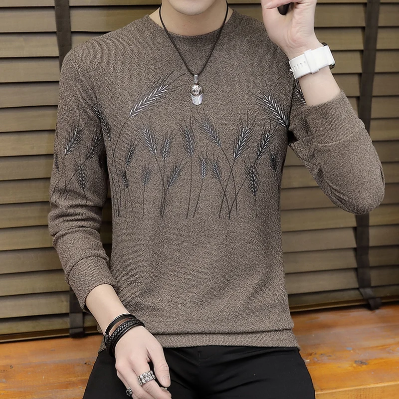 2023 Autumn and Winter New Men's Sweater Sweater Men's Spring and Autumn Thin Section Long Sleeve Trend Personality Base Knittin