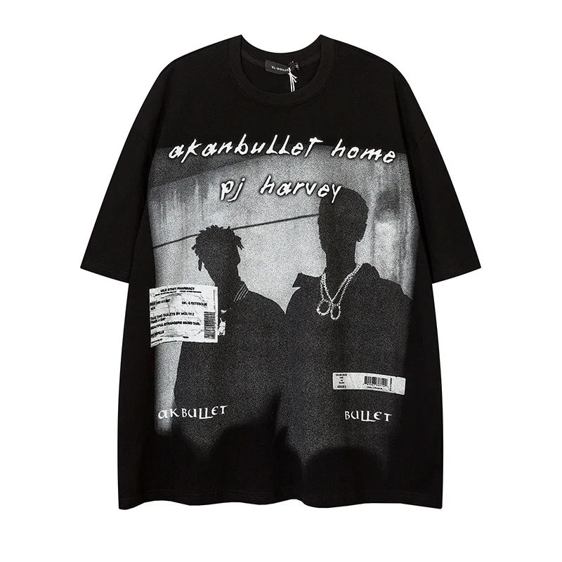 

Men’s 2022 dark print short sleeve t-shirt men’s trend summer loose top