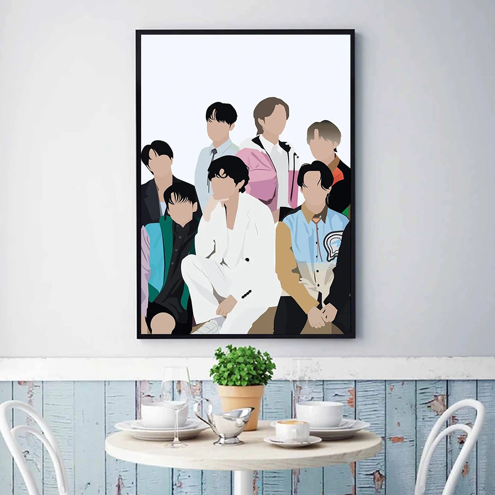 

Cartoon South-Korean-Boy-Band-Bts Poster Modern Movie Star Canvas Painting Wall Art Prints Pictures for Bedroom Home Decoration