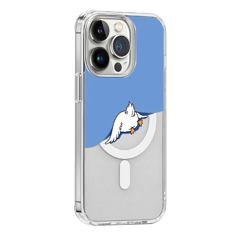 

Transparent Magnetic Phone Case for iPhone 14 13 12 11 Pro Max Wireless Charging Cover For iPhone 13 Mini 14 Duck Magnet Case