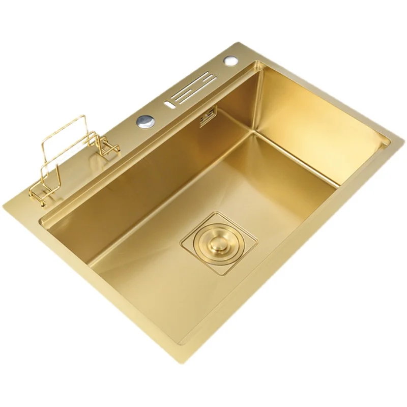 

80X46CM Gold Nano Stainless Steel Sink Multifunctional Stepped Kitchen Sink Thickened Under Counter Basin