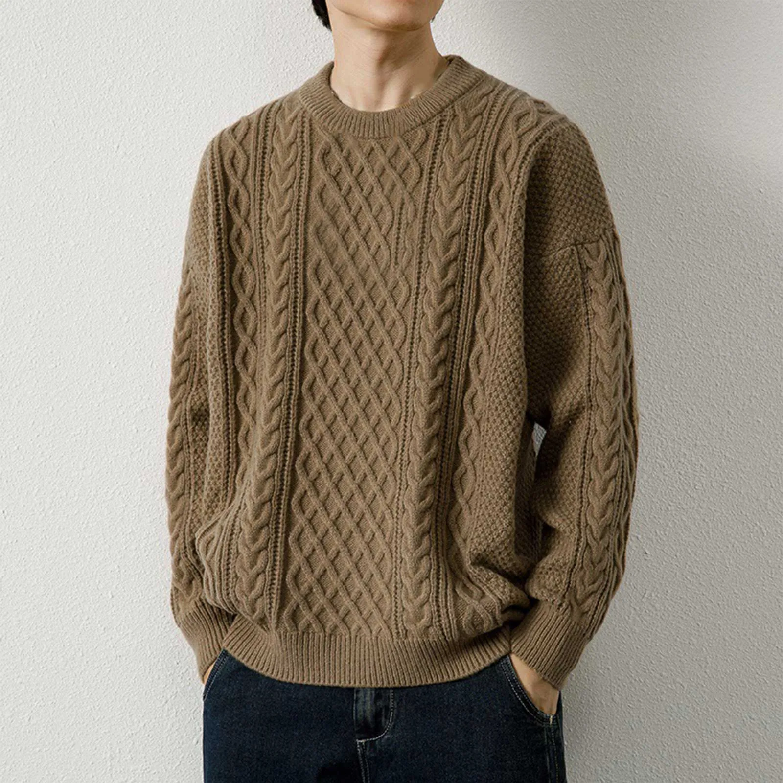 

Vintage Knitted Sweaters Men'S Knitting Thick Harajuku Pullovers Men'S Retro Cashmere Autumn Oversize Streetwear Male Clothing
