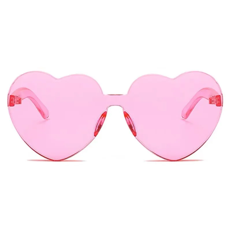 Peach Heart Sunglasses Love Jelly Color Frameless Heart-shaped One-piece Glasses Dazzling | Аксессуары для одежды