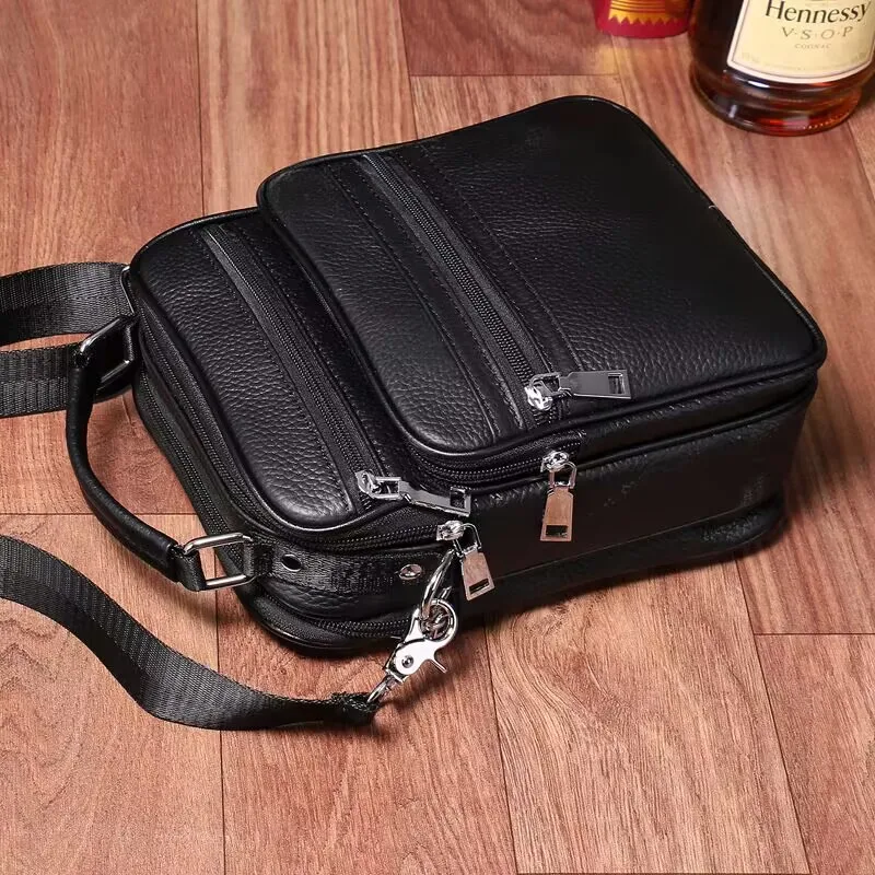 Men's Genuine Leather Handbag Male Black Shoulder Bag Fashion Messenger Bags Men's Bags Casual Crossbody Man Handbags