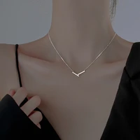 minimalist silver color v shape pendant necklace for women fashion exquisite geometric clavicle chain choker party jewelry gifts