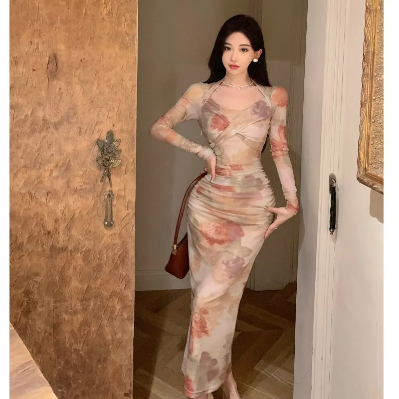 Ezgaga темпераментные платья женские сексуальные с цветочным принтом квадратный