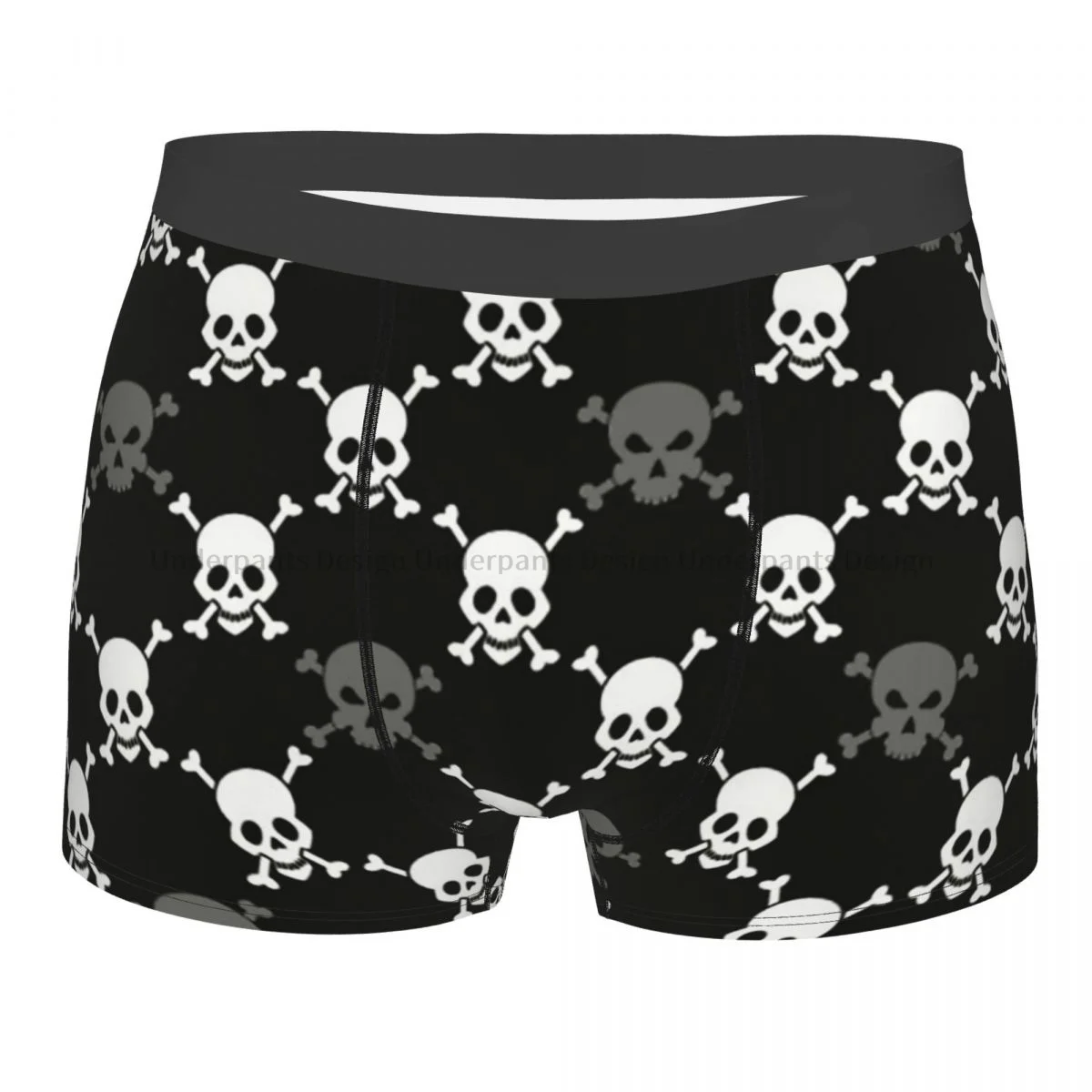 

Skeleton Gray And White Skulls Pattern Underpants Breathbale Panties Male Underwear Sexy Shorts Boxer Briefs