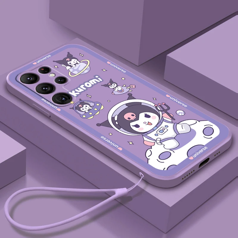 

Cartoon Cute Kulomi Sanrio Phone Case For Samsung Galaxy S22 S21 S20 FE S10 Note 20 10 Plus Lite Ultra 5G Liquid Rope Cover