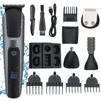 6 in 1 waterproof electric hair clipper set whole body washable home haircut shaver with lcd display base rechargeable clipper
