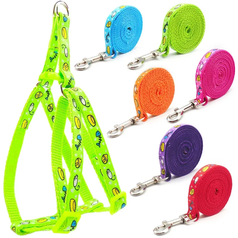 

Cartoon Cat Harness Set Colorful Adjustable Dog Leashes Mouse Cat Dog Lead Leash Training Walking Pet Supplies Walking