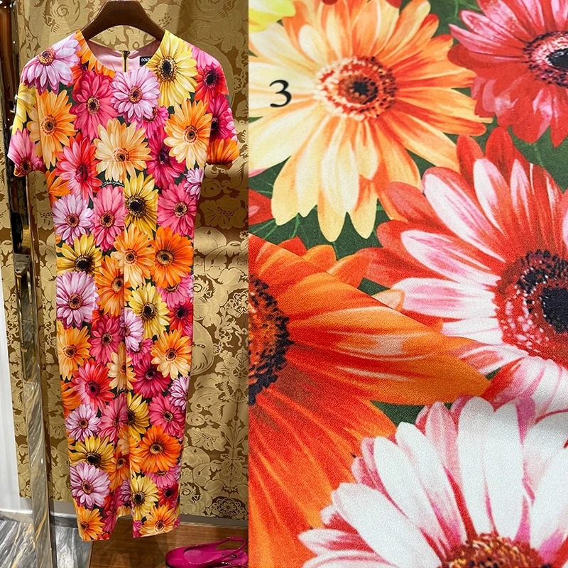 

Polyester 4-way Stretch Crepe Fabric Italy Brand Fashion Design Printed Cotton Diy Sew Cloth for Dress Per Meter Material